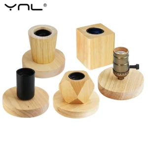 Modern Retro Wood Table Lamp Polyhedron E27 Desk Lamp EU Plug Living Room Bedroom Bedside Lamp Decor Wooden Base Table Light