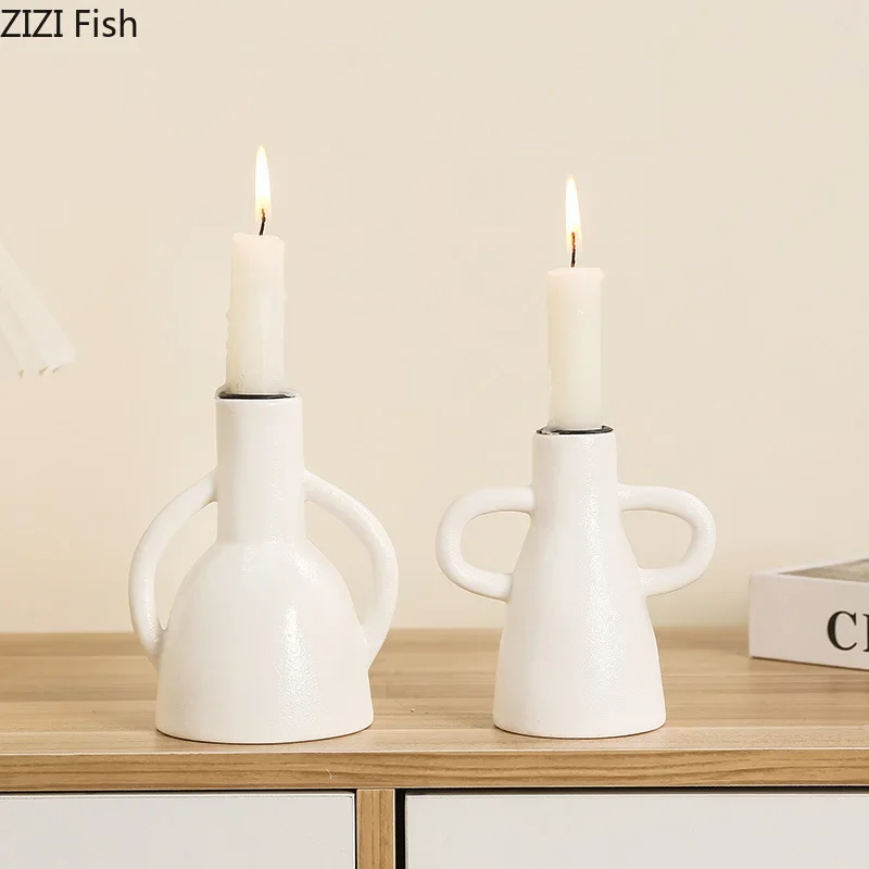 Minimalist Design Ceramic Candle Holder Romantic Candlestick Desk Decoration Wax Melt Burner Creative Home Candle Holders - Imagen 5