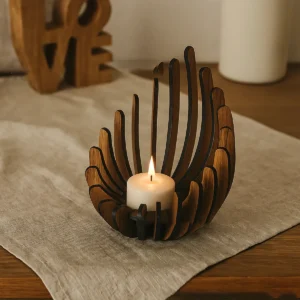 1Pc Hand-Assembled Lotus Candle Holder - Elegant Wooden Tea Light Centerpiece, Home Table Decor for Weddings, Christmas, Mot [Likely Incomplete, Needs Context for Full Meaning]