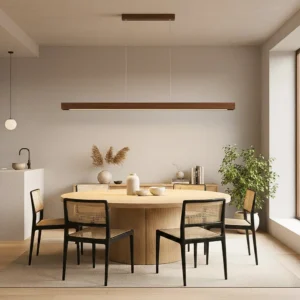 LED Pendant Light Nordic Wood Long Suspension Chandelier for Dining Room Dining Table Lamp Kitchen Island Pendant Lamp Lighting